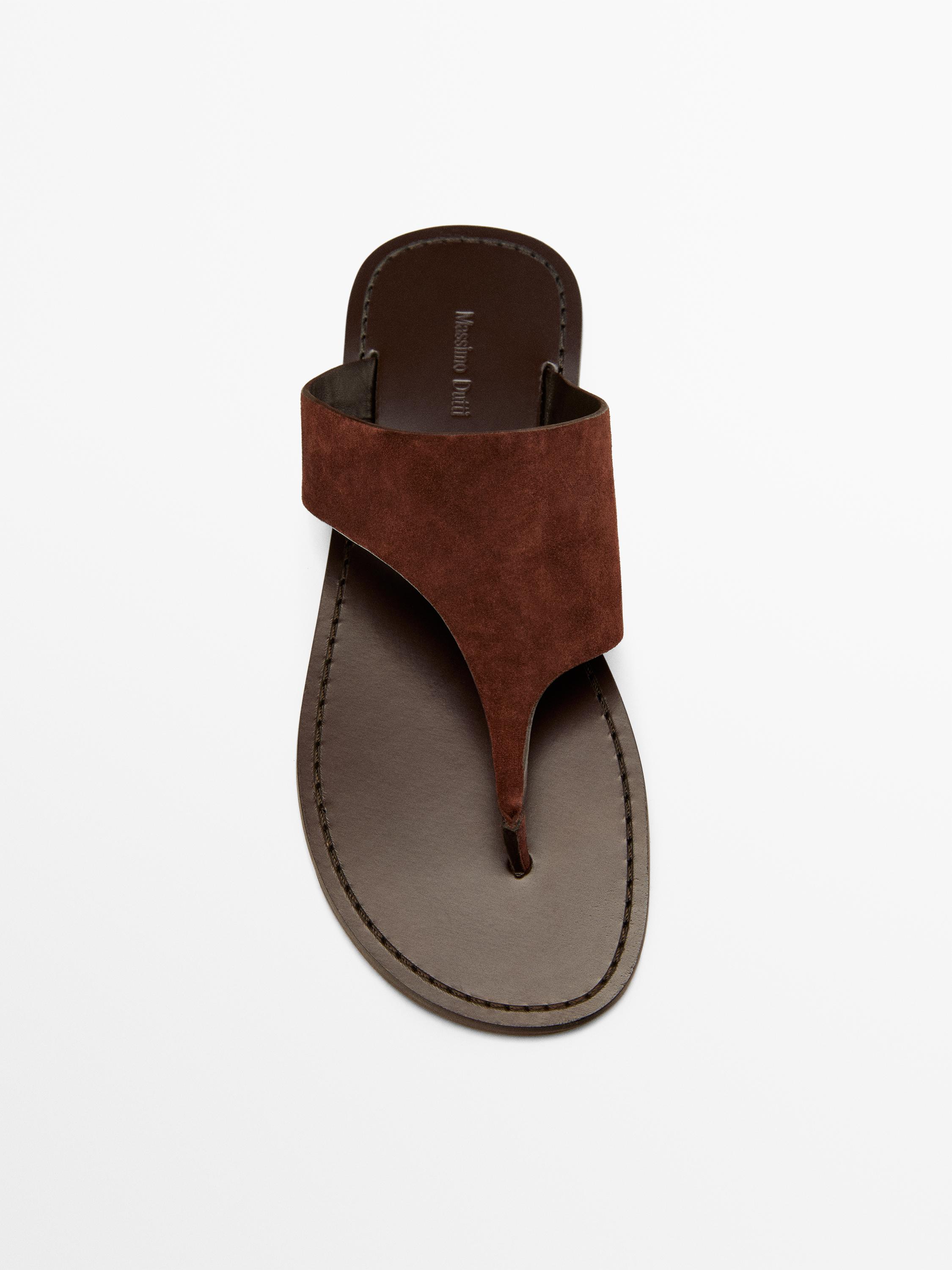 Split leather toe divider sandals